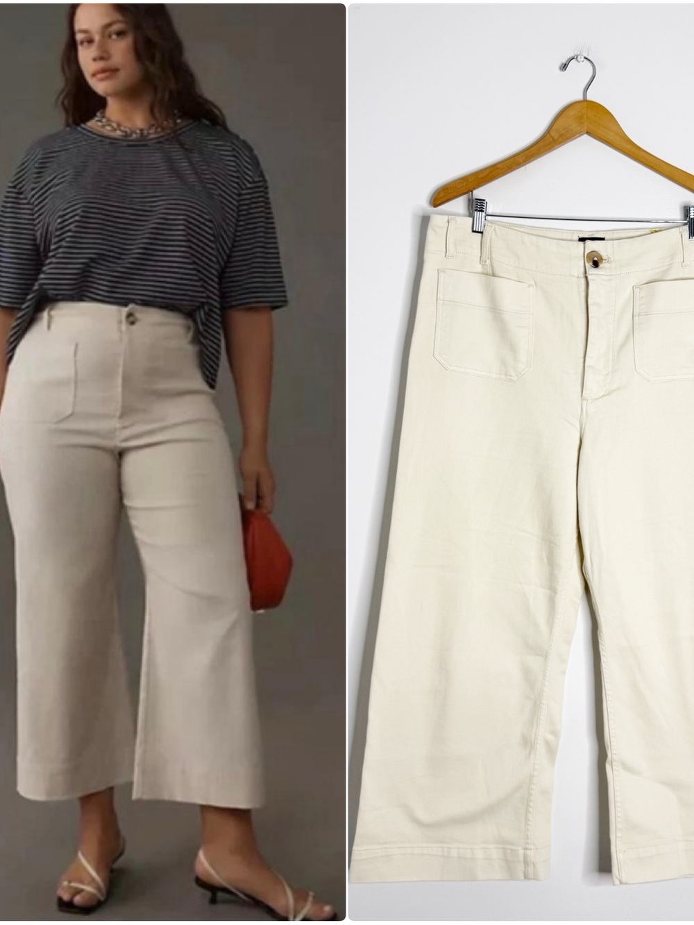 Maeve The Colette Pants Size 34 Bone Wide Leg Crop Anthropologie